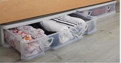 Miniatura 2 de Sanko Plastic Clothes Storage, Elpis Wide, Thin, Width 24.0 x Depth 15.7 x Height 5.3 inches (61 x 40.3 x 13.4 cm), WhiteClear