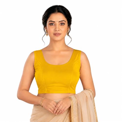 Image of Abhi Readymade Saree Blouse for Women- Sleeveless, Round Neck, Regular-fit, Stretchable, Pull-on Style Blouse