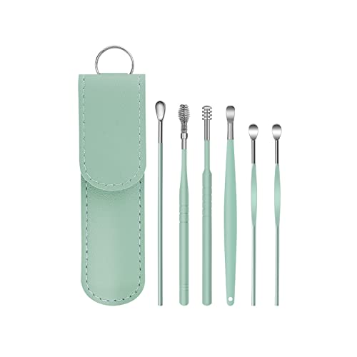 耳かき 耳掃除 耳掻きステンレス イヤークリーナー みみかき セット ステンレス製 金属 収納ケース付 携帯用 軽量便利 耐湿防圧 小物入れ 水洗い清潔 スクリュー型 スプーン型 コイル型 6点セット (薄?)