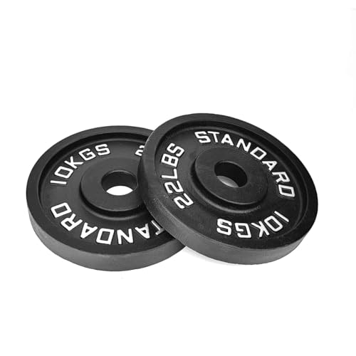 Image of Standard Olympic Weight Plates, with Handles & 51MM Diameter, Cast Iron Coated Professional We Exercise, Spare Gym Weight Plates for Strength Training, Dumbbell Plates(Set of 2, 10kg)