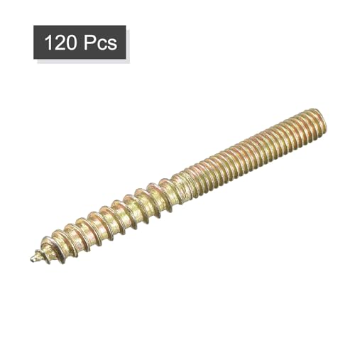 Image of uxcell M4x40mm Hanger Bolts, 120pcs Double Ended Thread Dowel Screws for Wood Furniture Connecting