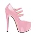 onlymakerheels 15cm Platform Round Toe Patent High Heel Stiletto Ankle Strap Pumps Pink B Size7