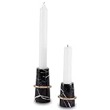 JIMEI Marble Candle Holders - Elegant Decorative Candlestick Holder - Set of 2 Taper Candles Stand f