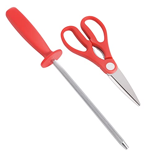 Oster Evansville 14 Piece Stainless Steel Cutlery Block Set, Red Handles #TOP4