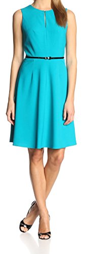 Calvin Klein Women's Sleeveless Belted Flare Dress