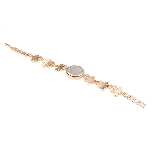 Women Girl Chic Fashion Daisies Flower Rose Golden Bracelet Wrist Watches (White) #TOP5