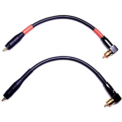Image of CNCESS CESS-167-6i RCA Right Angle to Straight Type Male to Male Preamp Jumpers Patch Cable, 2 Pack (6 Inches)
