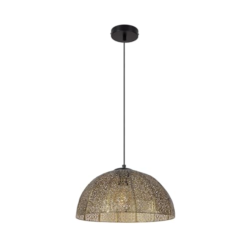 LEDKIA LIGHTING - Lámpara Colgante de Metal Aerba | Diseño Elegante | Ajustable para Bombilla E27 | Ideal para Interiores | Protección IP20, Dorado, Acero Aleado