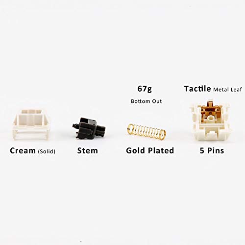 Image of DUROCK Tactile Keyboard Switches, 5 Pins Koala Switch, T1 Cream Housing Heavy Tactile Mechanical Switches Lubed (DUROCK Koala 67g, 70pcs)
