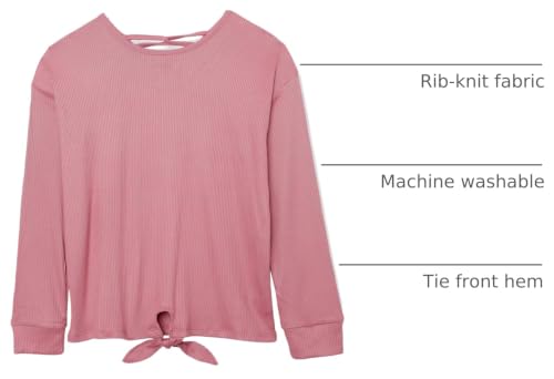 Image of Long Sleeve Ribbed Tie Front Top