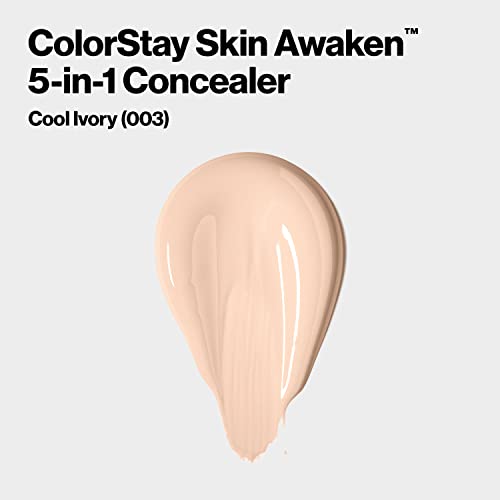 Revlon Colorstay Skin Awaken 5-In-1 Concealer, Lightweight, Creamy Longlasting Face Makeup With Caffeine & Vitamin C, For Imperfections, Dark Circles & Redness, 003 Cool Ivory, 0.27 Fl Oz #TOP1
