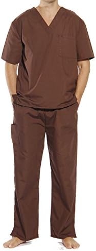 Tropi 33300M-Chocolate-L Unisex Scrub Sets Medical Scrubs Mens Scrubs