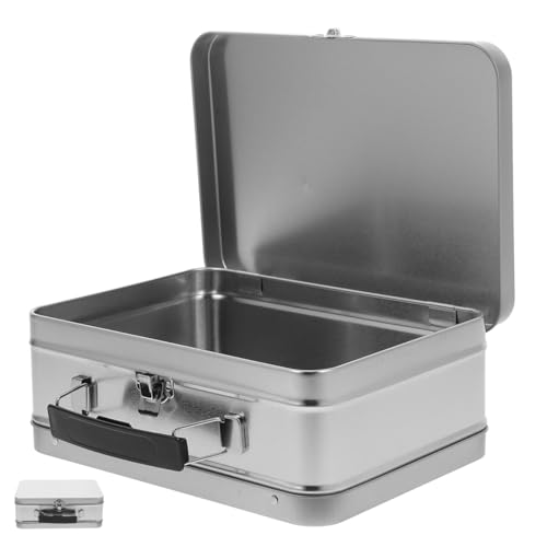 Cabilock Multifunctional Retro Metal Lunch Box with Handle Lid Leakproof Storage Container for Snacks Food Tin Box with Capacity for Personal Use Gifting