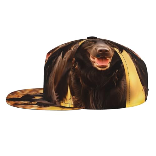 Trotting Flat Coated Retrievers Paw Print Baseball Cap Comfortable Hat Breathable Mesh Sports Golfing Outdoor Fashion Wear Black3