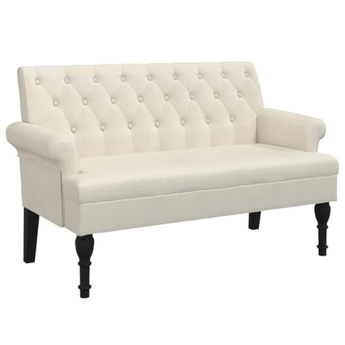 vidaXL Banc avec Dossier, Banquette avec Accoudoirs, Siège de Salon, Meuble de Salle de Séjour Chambre à Coucher Entrée Maison Intérieur, Lin
