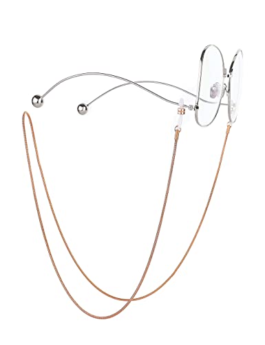 MINI TREE Brillenketten für Lesebrillen Perlen Brillenband Damen Lesebrille Brille Kette Sonnebrillen Band Cords Hals Cord Strap (Titan Rose Gold)