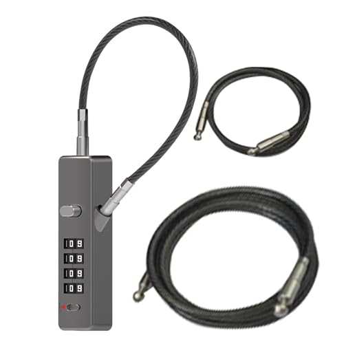 Cable con cable – para maleta con combinación de 4 dígitos, de seguridad con cadena de acero antirrobo | Equipaje de viaje Armario para casco Valla para