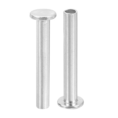 QUARKZMAN 50 Stück Halbhohlnieten, 5mm x 35mm Aluminium Flachkopf Halbhohle Nieten für Industrie Haushaltsreparatur Befestigung, Silber