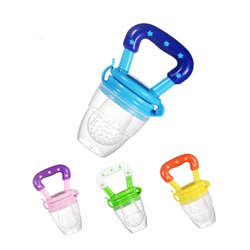 Fruit Chupete Fruta para Bebés,4 Pcs Chupete para Alimentos Frescos Silicona Baby Feeder Pacifiers para Bebé Dispositivo de Alimentación de Suplementos S M L