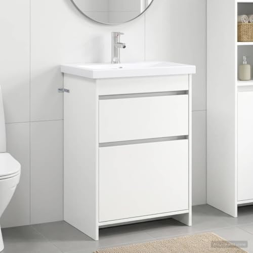 Mueble de baño para lavandería e interior en madera blanca funcional 2