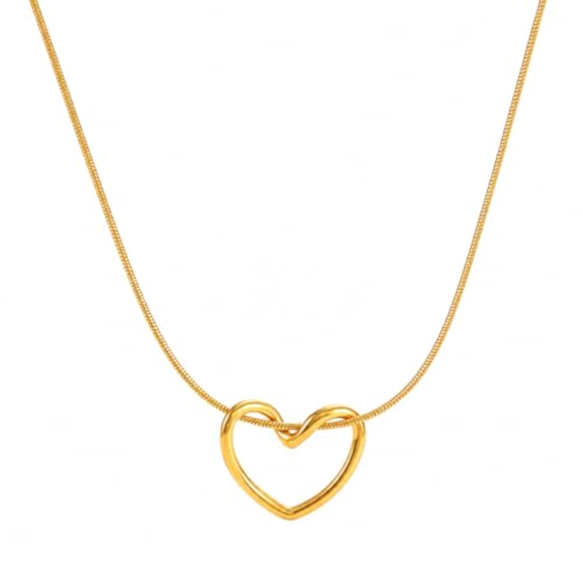 Women's 18K Gold Plated Open Heart Pendant Necklace