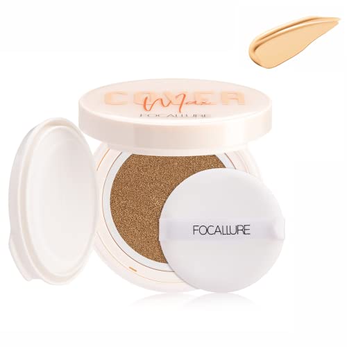 Focallure Covermax Cushion Foundation, Full Coverage Foundation Makeup With Matte Finish, Natural Cover Makeup Base And Fixer, Long-Lasting & Hydration, 03 Warm #TOP15