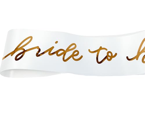 Bridal Shower Sash, Bride to Be Sash for Bridal Shower, Bachlorette Party, Wedding Party, White, Adjustable Size (Rose Gold)4