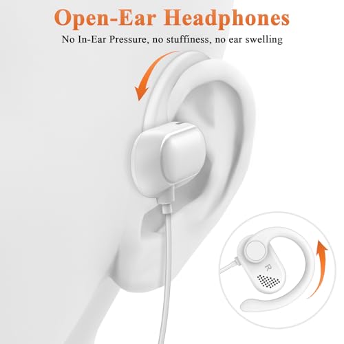 Image of ACANDYA USB C Earbuds Wired Over Ear Headphone Open Ear Sport Headset White | Type USB C Headphones Earphones with Mic Volume Control Rotatable Earhook for iPhone 17 16 Pro 15 for Google Pixel 11 Pro 8 7