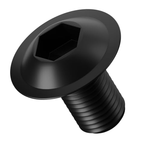 M6 (6mm x 50mm) Black Zinc Flake 10.9 Flanged Button Head Screws Allen Socket Bolts Screws (Pack of 20) M14ABC