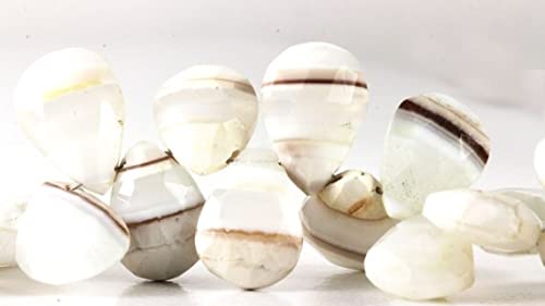 Opale blanche du Pérou briolette poire grand format 15 pcs pour création bijoux