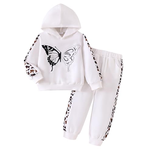 Image of Girls Clothes Fall Winter Toddler Outfits Leopard-print Hoodie Sweatshirt + Sweatpants 2 Piece Set 4-12 Years