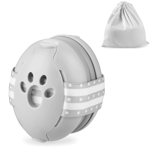 PandaEar Baby Ear Protection, Noise Cancelling Headphones for Babies, Noise Reduction Earmuffs for Infant and Toddlers (White&Grey)