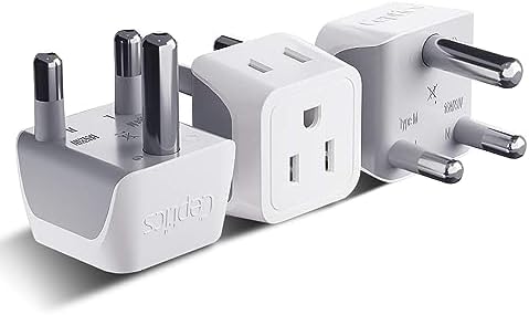 Ceptics South Africa, Namibia Travel Adapter Plug with Dual Usa Input - Type M - Ultra Compact - Safe Grounded Perfect for Cell Phones, Laptops, Camera Chargers and More 3 Pack (CT-10L)