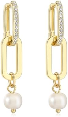 18K Gold Plated Paperclip Earrings For Women Trendy Chain Link Earrings Gold Statement Square Hoop Earrings Rectangle Drop Dangle Earrings Jewelry Gifts For Wedding