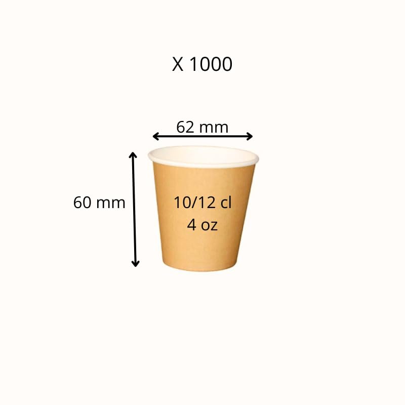Générique 1000 gobelets en carton kraft brun 10/12 cl tasses jetables pour boissons chaudes ou froides 4 oz 100 ml