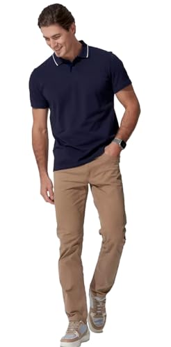 Image of LEOTUDE Men's Honeycomb Nylon Regular Fit Plain Polo T-Shirt
