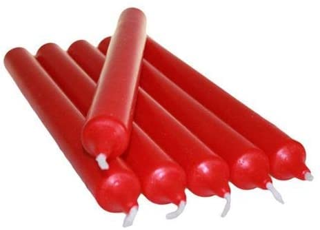 Pack of 10 x Colourful Paraffin Wax Dinner Stick Candles (Red)…