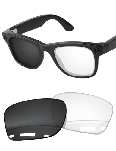Forobb 1.6MM Polarized Replacement Lenses Compatible with Ray-Ban Meta Wayfarer RW4008 53mm / Gen 2 RW4012 53mm Smart Glasses - Clear to Dark Photochromic - Polycarbonate Non Polarized