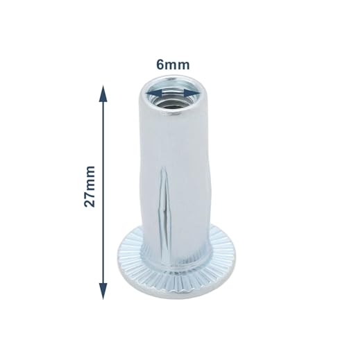 OTOTEC 10 Stück M6 Blindnietmuttern, Laternen-Typ, Schlitznietmuttern für Fahrrad, Motorrad, Automobil, Möbelindustrie, 6 x 27 mm, Silber
