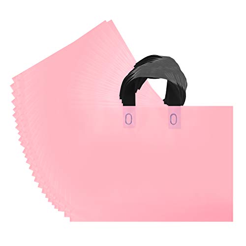 Genenic 50 Pack Plastic Shopping Bags with Handles, Matte Pink Reusable Bags for Packaging Products, Groceries, Small Business, Valentine Gift ï¼ˆ11.81\" x 15.75\"ï¼‰