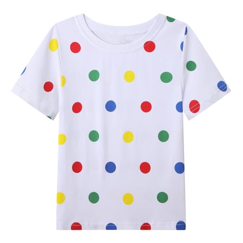 Image of Smazero Kids Spotty T-Shirt Cotton Girls Boys T Shirts Round Neck Children in Need Tee Tops White Age 12-13 Years