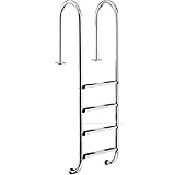 Steinbach Einbaubeckenleiter Edelstahl, 4-stufig, mit Ankersockel, für Beckentiefe 150 cm, schmale Ausführung, Holm Ø 43 mm, 018011