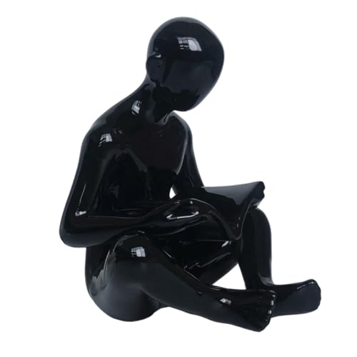 ZUNOXAZ モダン樹脂製ブックエンド 卓上装飾品 滑り止め付き 書棚やデスクの仕切りスタンド ブラック インテリア読書フィギュア ホームオフ