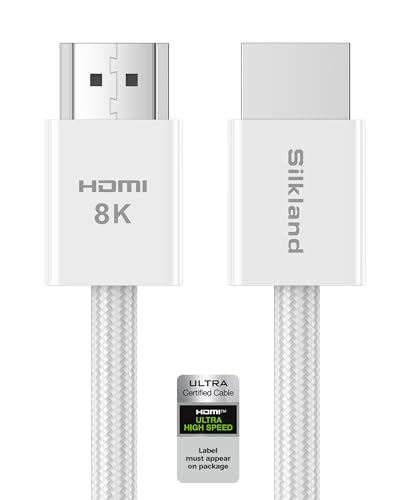 Silkland Certified HDMI 2.1 Cable Compatible with PS5 and Xbox Series X/S 5FT Braided Minimalist Design 4K@120Hz 8K@60Hz 48Gbps Ultra High Speed HDMI Cable DTS:X HDR for TV/Macbook Pro/Mac Mini