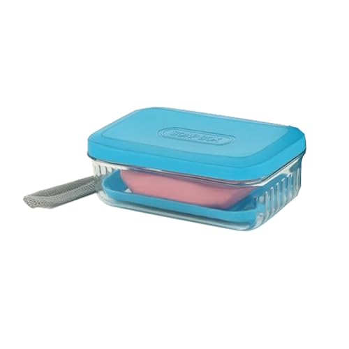 Image of iSTAR Travel Soap Case Toothbrush Case Waterproof Travel Soap Dish Shower with Convenient Handle Leakproof Soap Holder for Bathroom Camp (Sky Blue)
