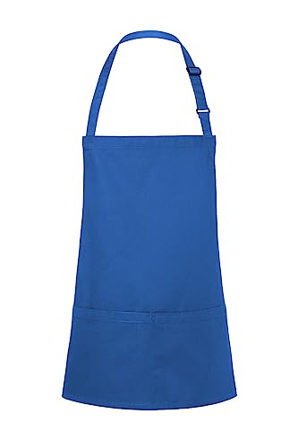 Karlowsky BLS 6 PURE Kurze Latzschürze BASIC mit Schnalle und Tasche, 65% Polyester/35% Baumwolle, Blau, Einheitsgröße