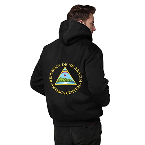 BAIKUTOUAN Nicaragua Flag Men's Hoodies Full Zip Hooded Sweatshirt Warm Thick Coats Jackets L2
