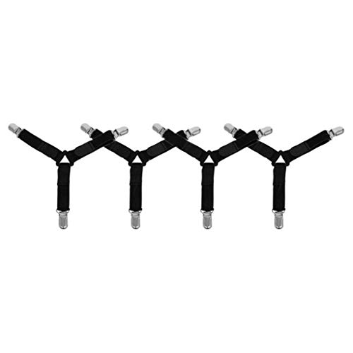 GUSENG Bed Sheet Holder Straps Criss-Cross - Pack of 2 Sheet Straps Suspenders - Sheet Grippers Fasteners - Fits from Twin to Queen to California King - Adjustable Elastic Sheet Clips
