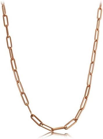 14k Rose Gold 4mm Paper Clip Link Necklace
