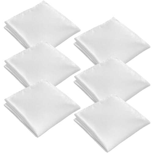 WeddHuis 6 pièces Mouchoirs carrés de poche pour hommes, préfoulé, Satin Carré Uni Coloré, pochette costume homme, de poche costume homme, Noël, Fête,...